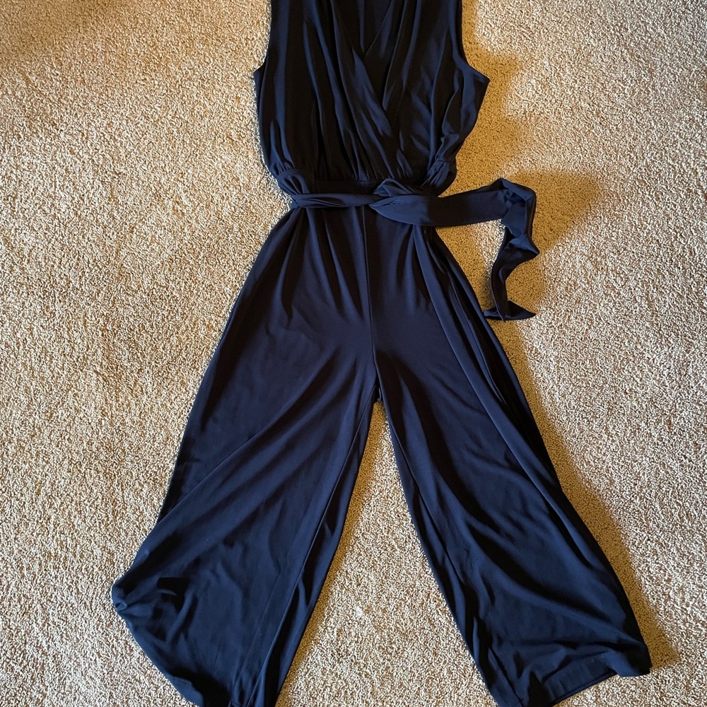 Chico's Navy Cropped Sleeveless Jumpsuit